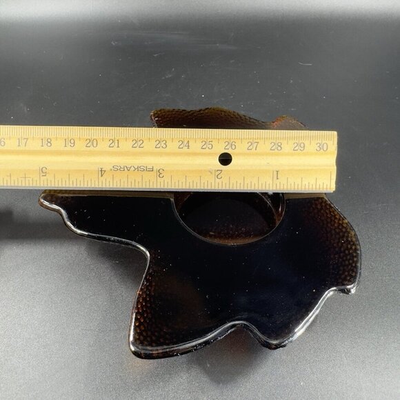 1990s Hallmark Deep Brown Glass Maple Leaf Votive Tea Candle Holder Single VTG - Picture 6 of 15